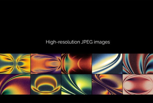 Vibrant abstract backgrounds with glowing gradients, fluid shapes, neon colors throughout