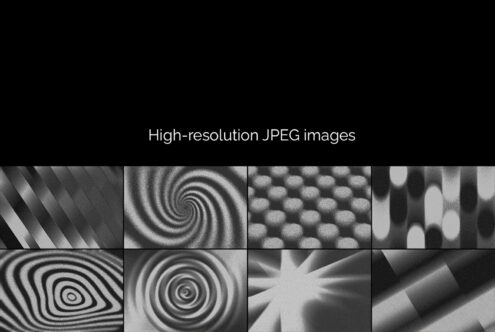 Black monochrome texture pack with spirals, patterns, ripples, geometric shapes for design projects