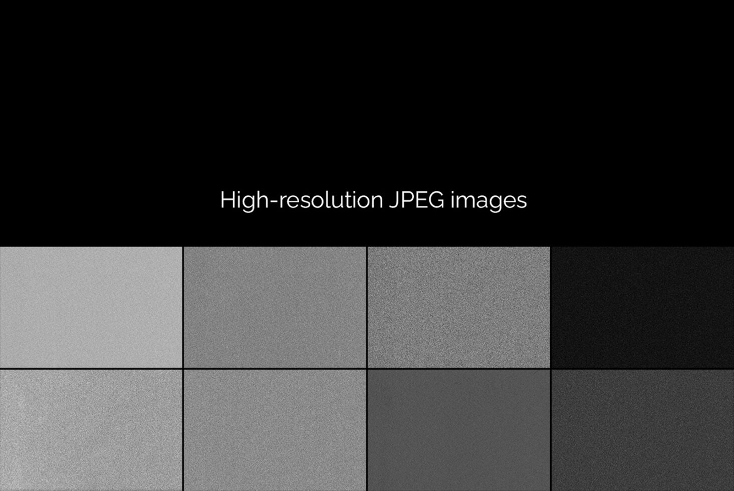 Grid of 8 grayscale texture samples showing JPEG compression artifacts at varying quality levels