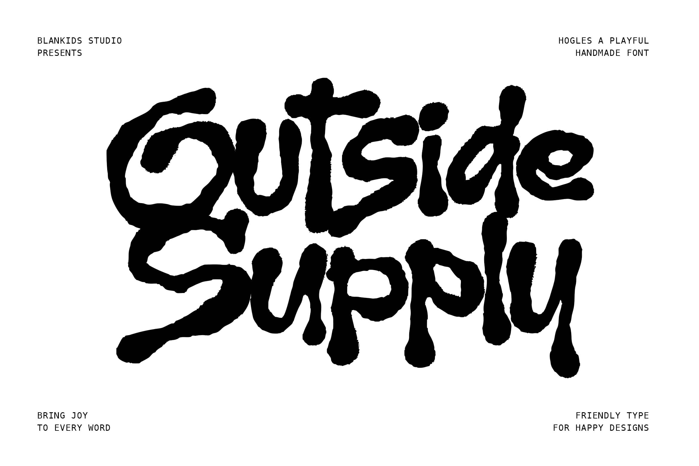 Hogles, a chunky handmade font with wobbly organic letters in bold black
