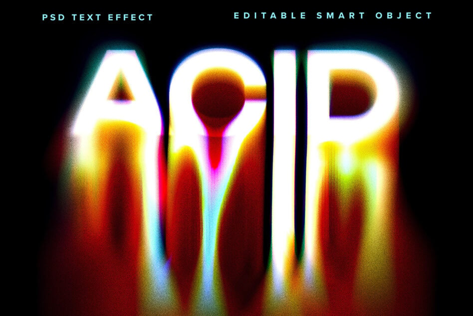Glowing neon text effect with chromatic aberration on dark background