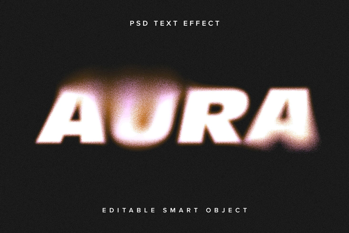 Glowing neon text effect with soft pink halos on dark background, editable PSD layer
