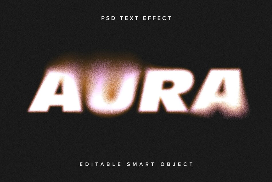 Glowing neon text effect with soft pink halos on dark background, editable PSD layer