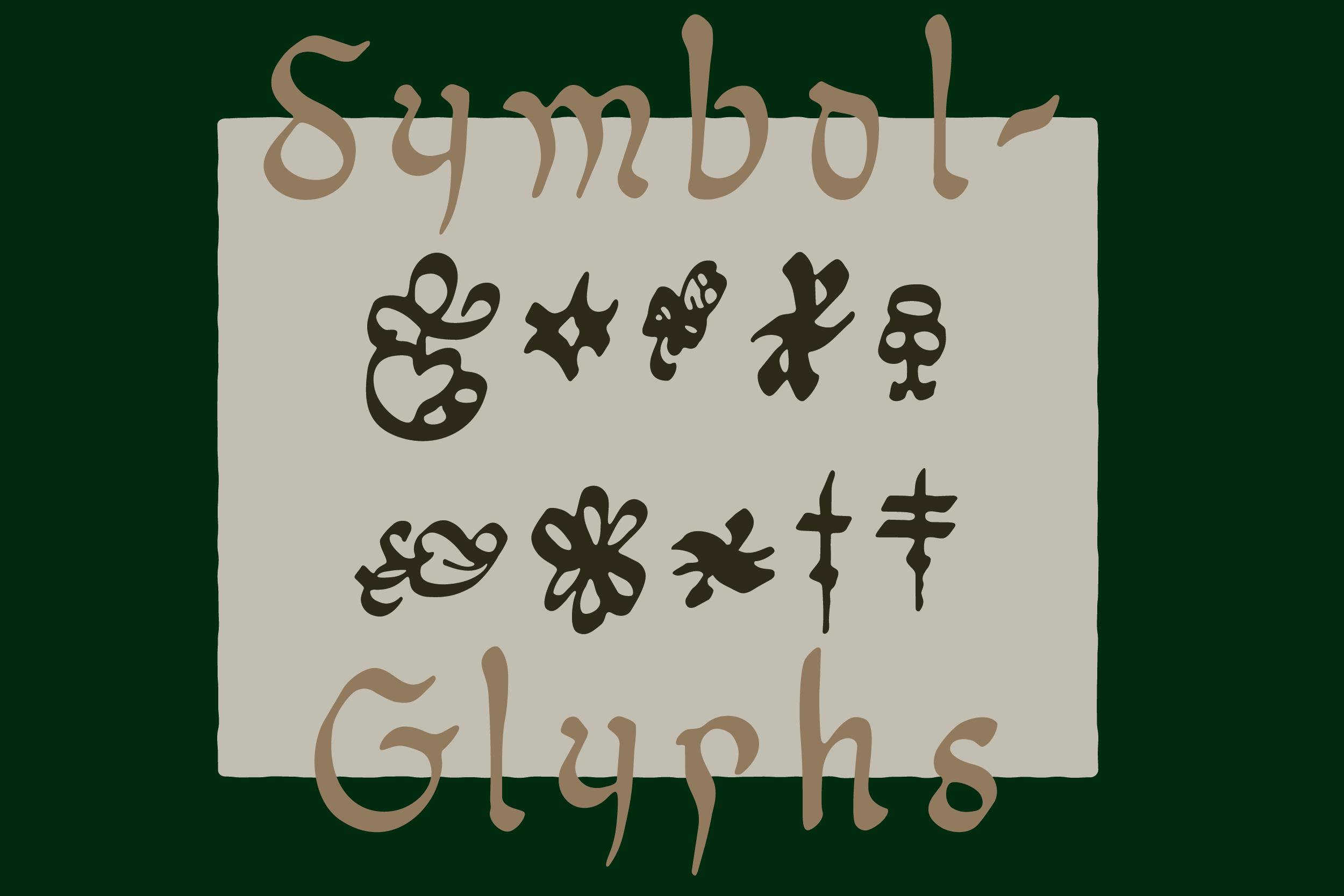 Hand-drawn symbol dingbat font with sketchy characters on cream card stock