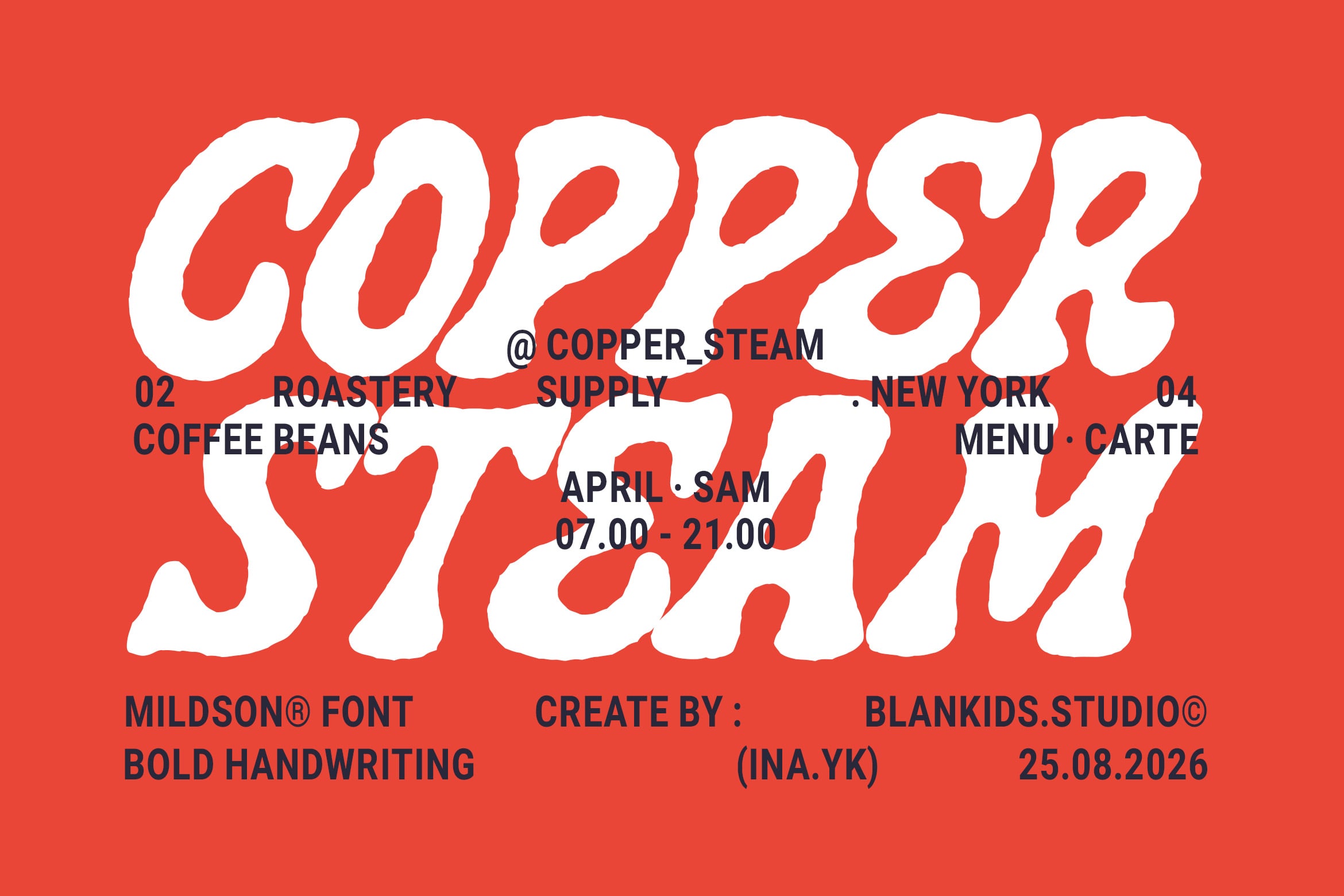 Bold wavy typography poster for coffee roastery event in New York with dates, times, location details