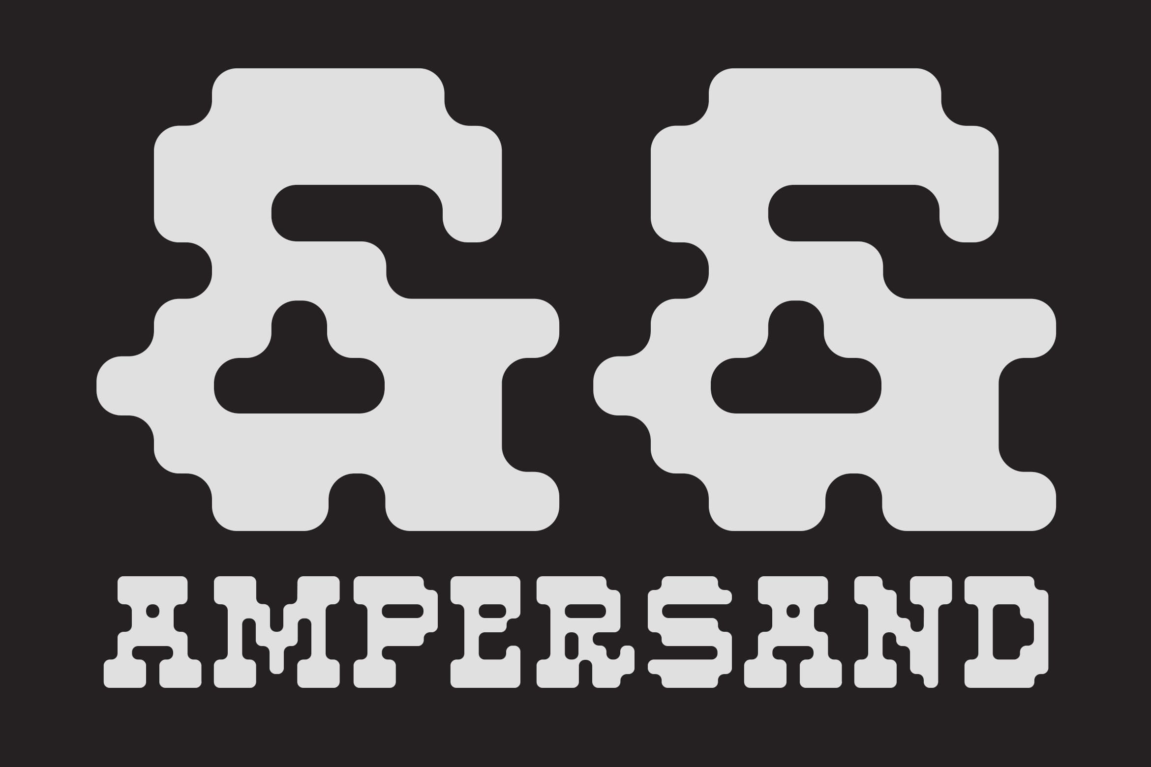 Retro arcade pixel puzzle game logo with interlocking blocks on dark background