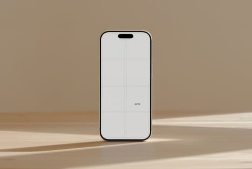 iPhone 14 Pro mockup with blank screen on neutral beige background with shadows