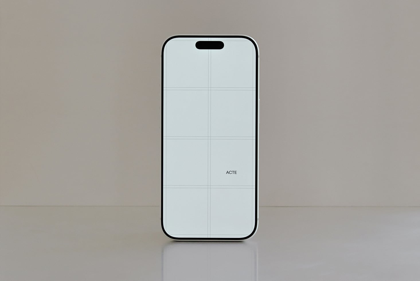 iPhone 14 Pro mockup with gridded screen on neutral grey background