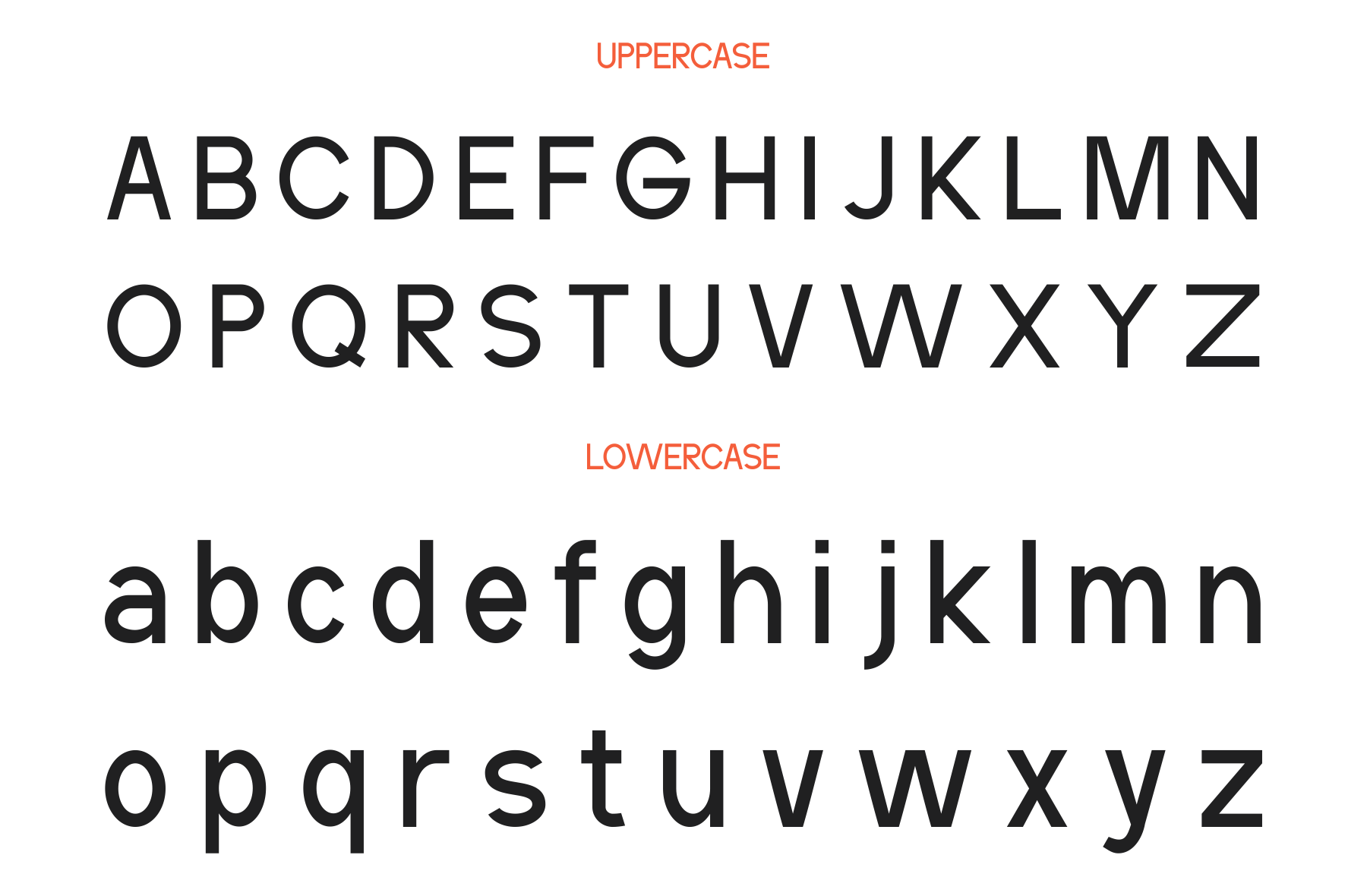 Clean sans serif font showing uppercase, lowercase, plus numerals in black