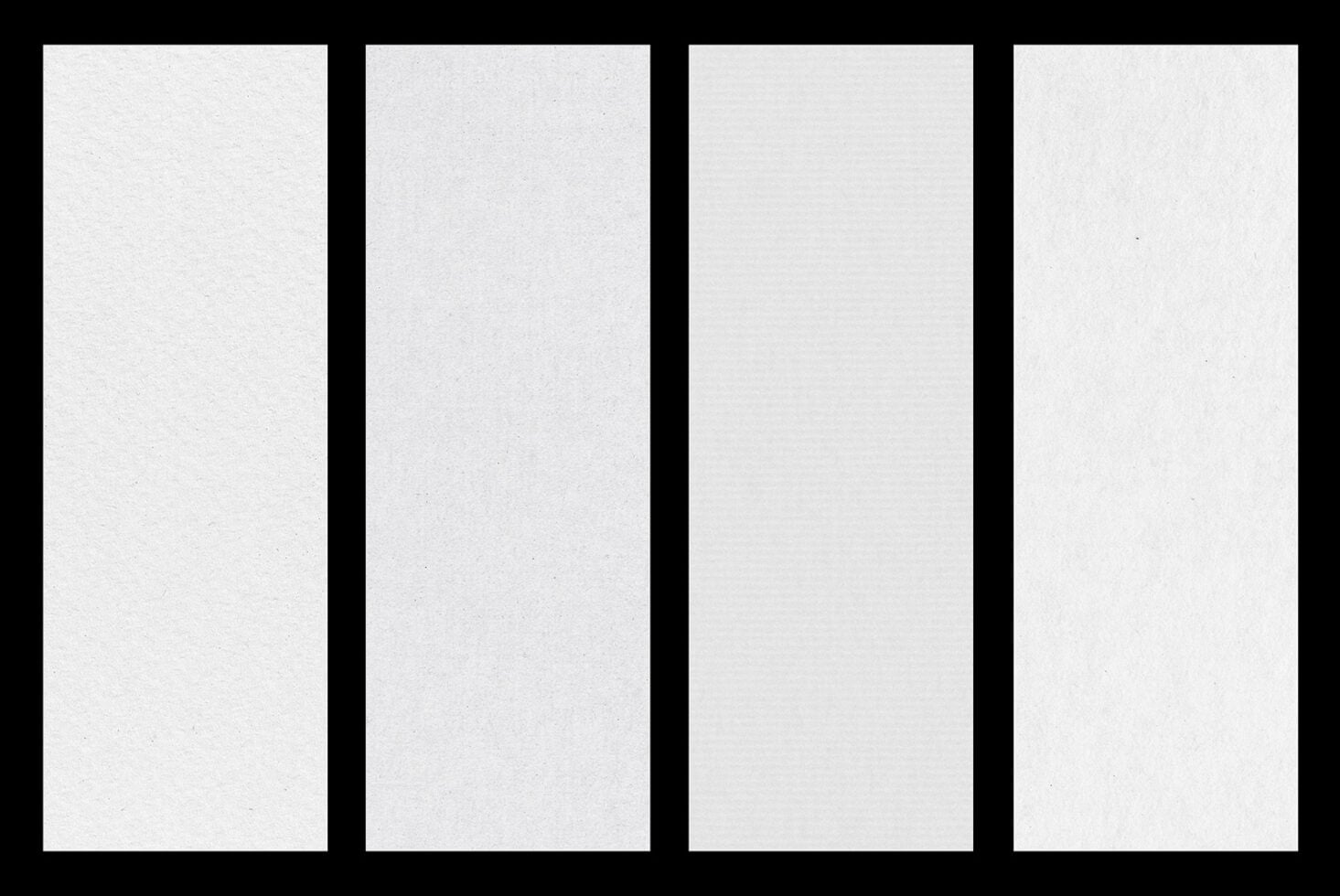 Four tall vertical paper textures with subtle grain on black background