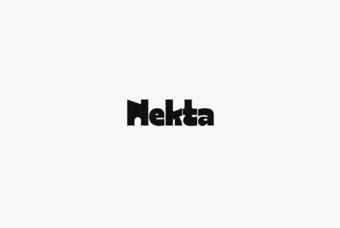 Hekta bold typeface with uneven letterforms on light gray background
