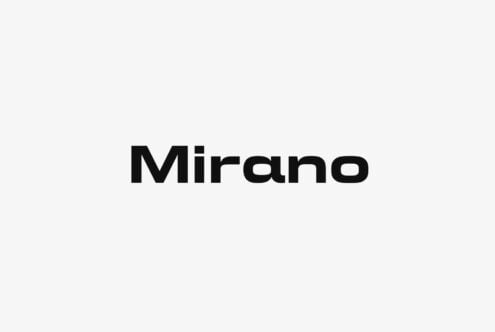 Mirano typeface displayed in bold black letters on clean light background