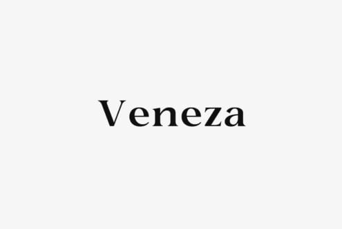 Veneza serif typeface displayed in black on clean light background