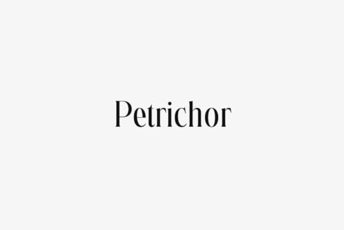 Petrichor serif font displayed in elegant black typeface on clean background