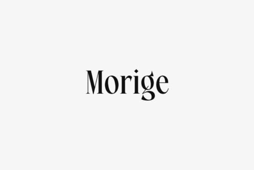Morige serif typeface displayed in black text on light gray background