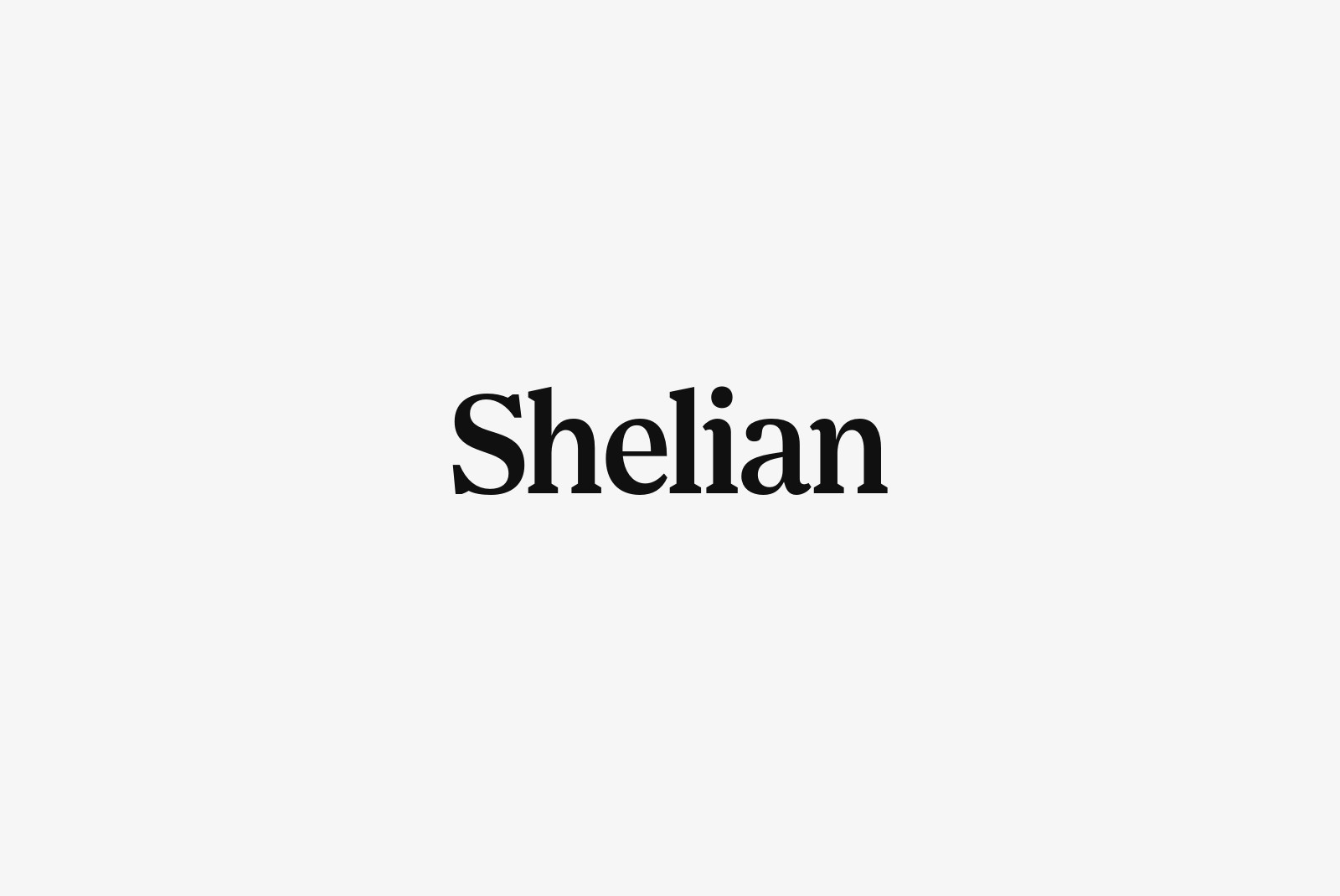 Shelian serif typeface displayed in bold black letters on clean light background