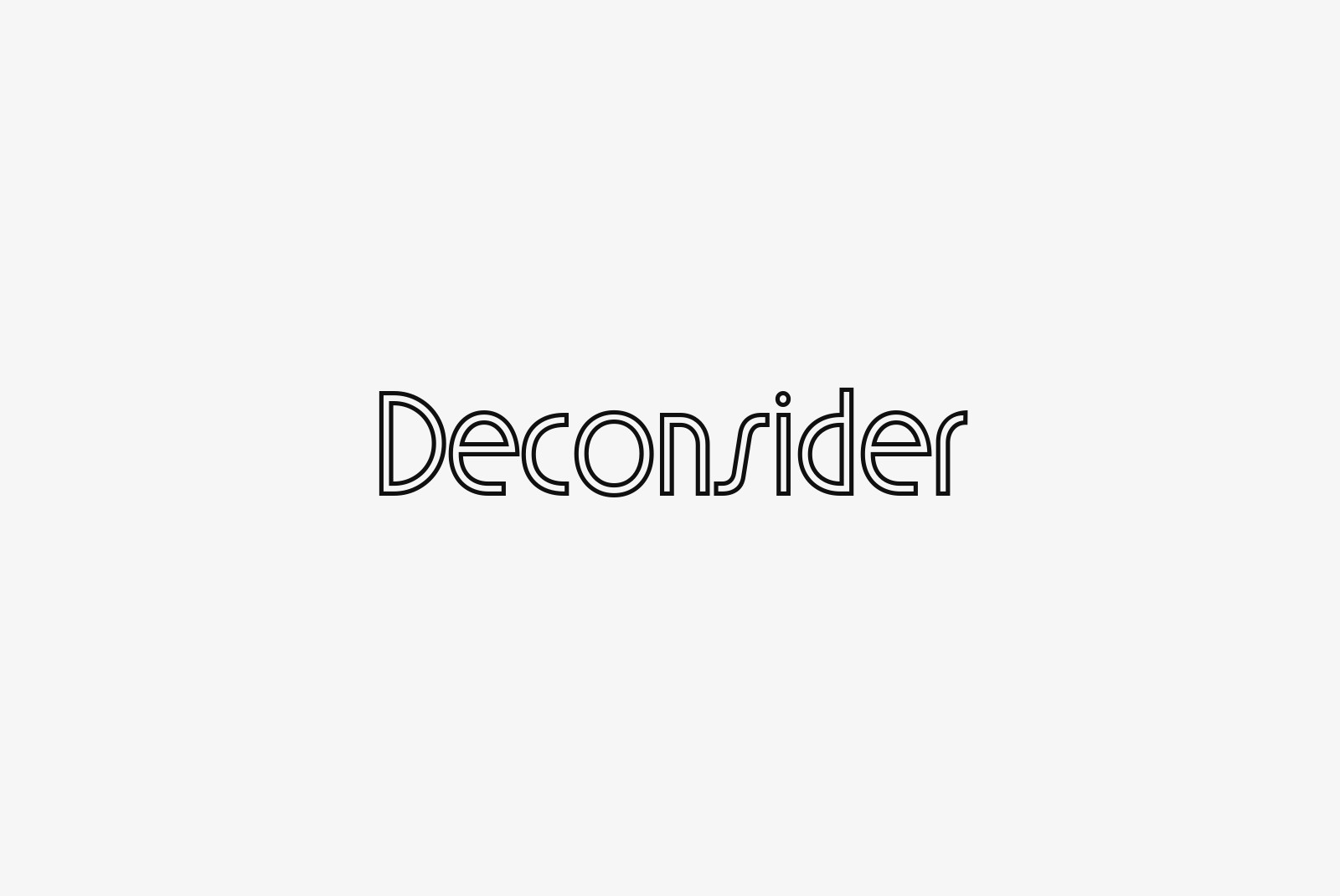 Deconsider outlined typeface in modern minimalist style on light background