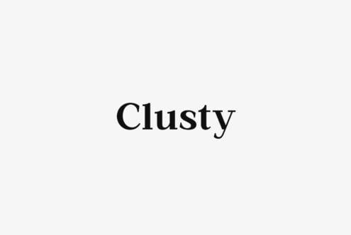 Clusty serif font displayed in black on light gray background