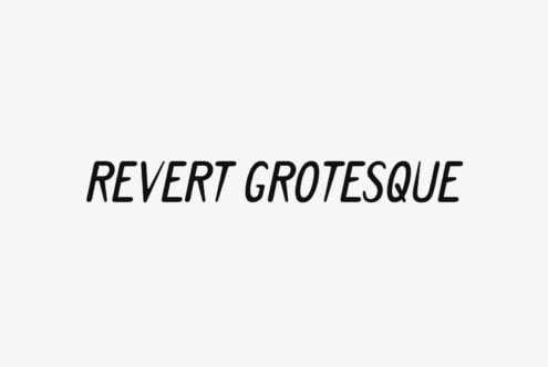 Revert Grotesque typeface displayed in bold italic black lettering on light background