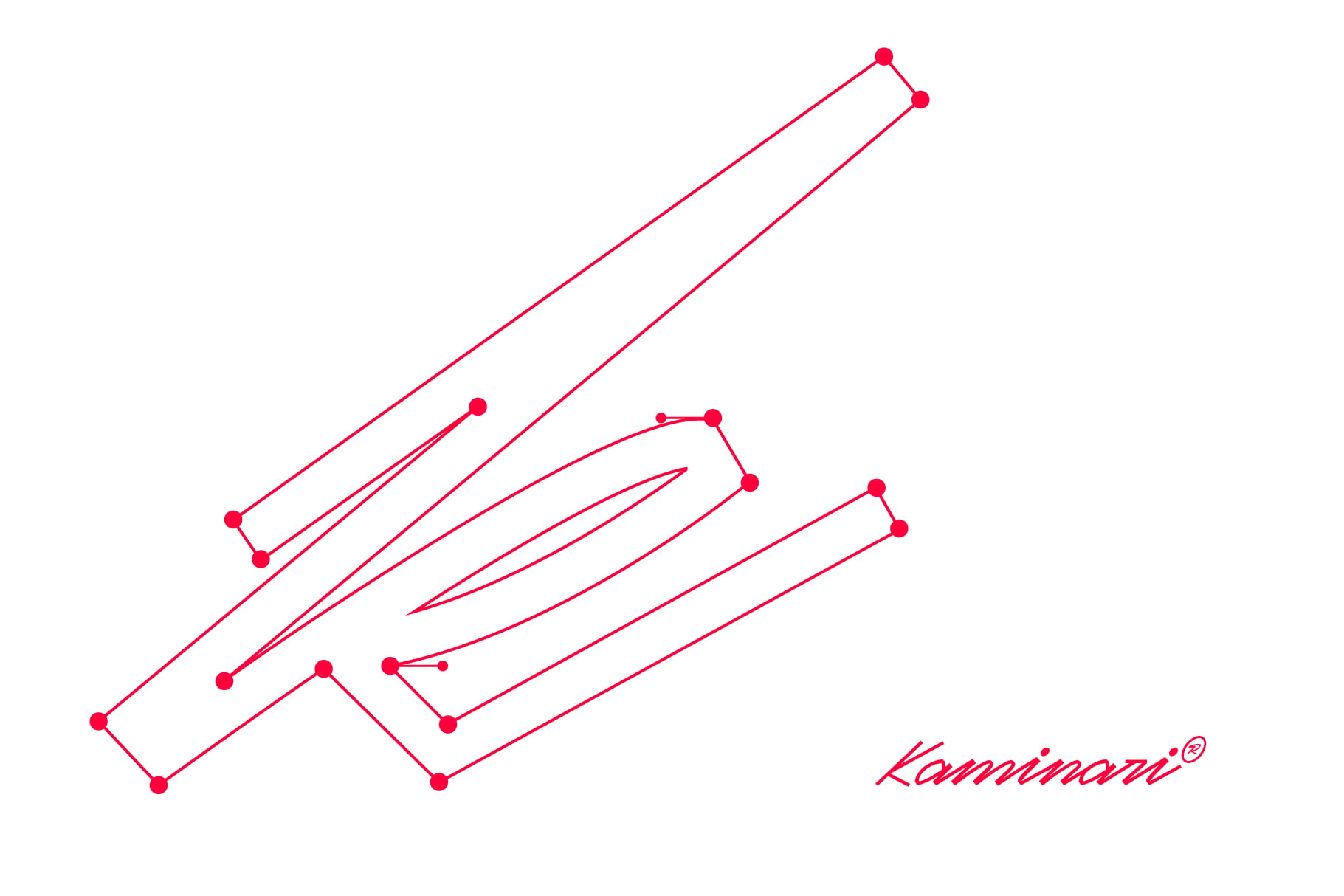 Bright pink line art logo with connected dots forming geometric letterforms on white background