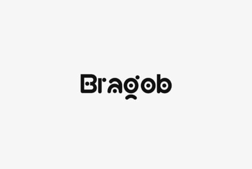Braoob bold geometric typeface with circular cutouts on light background