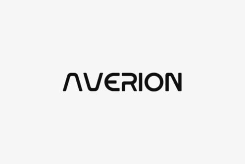 Averion modern sans serif font in bold black letters on light gray background