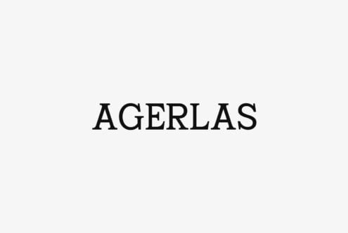 Agerlas serif typeface displayed in bold black letters on light background