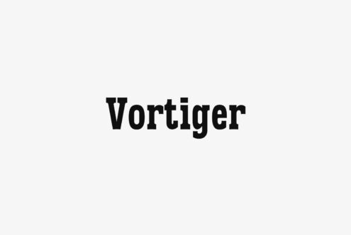 Vortiger serif typeface in bold black on light gray background