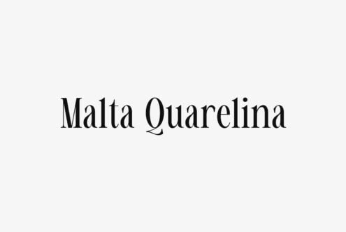Malta Quarelina serif typeface in elegant black on clean light background