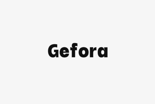 Gefora typeface in bold black on light grey background