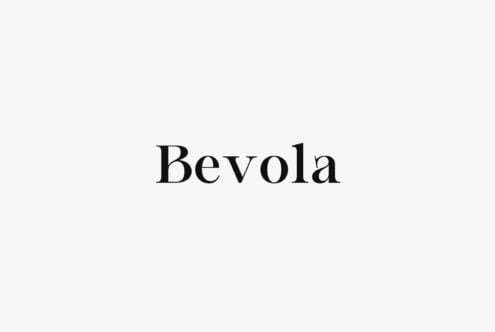 Bevola elegant serif typeface displayed centered on light gray background