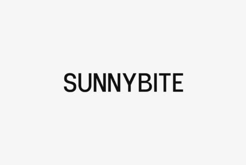 Bold sans serif type spelling out SUNNYBITE on light neutral background