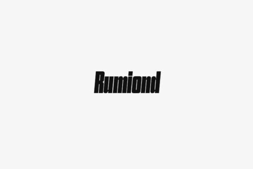 Bold italic typeface with sharp serifs centered on light gray background