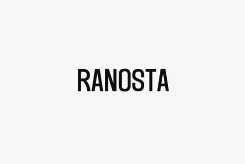 Ranosta sans serif font displayed in bold black letters on light gray background
