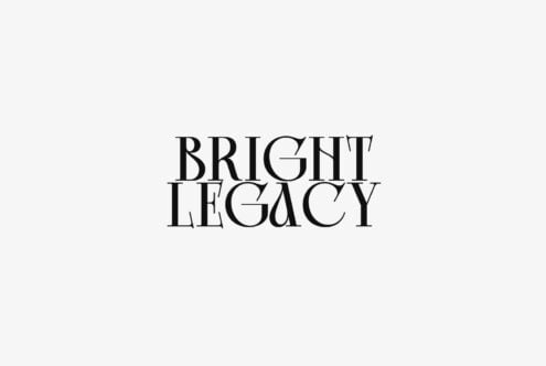 Bright Legacy serif font in black outlines on cream background