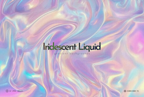 Holographic liquid swirl backgrounds with pastel pink, blue, yellow, teal gradients flowing together