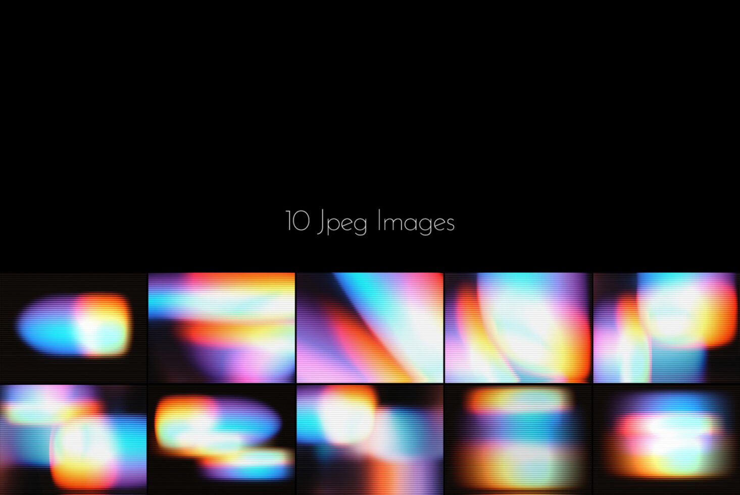 Colorful blurred gradient backgrounds with soft glowing light leaks, 10 unique jpeg mockups