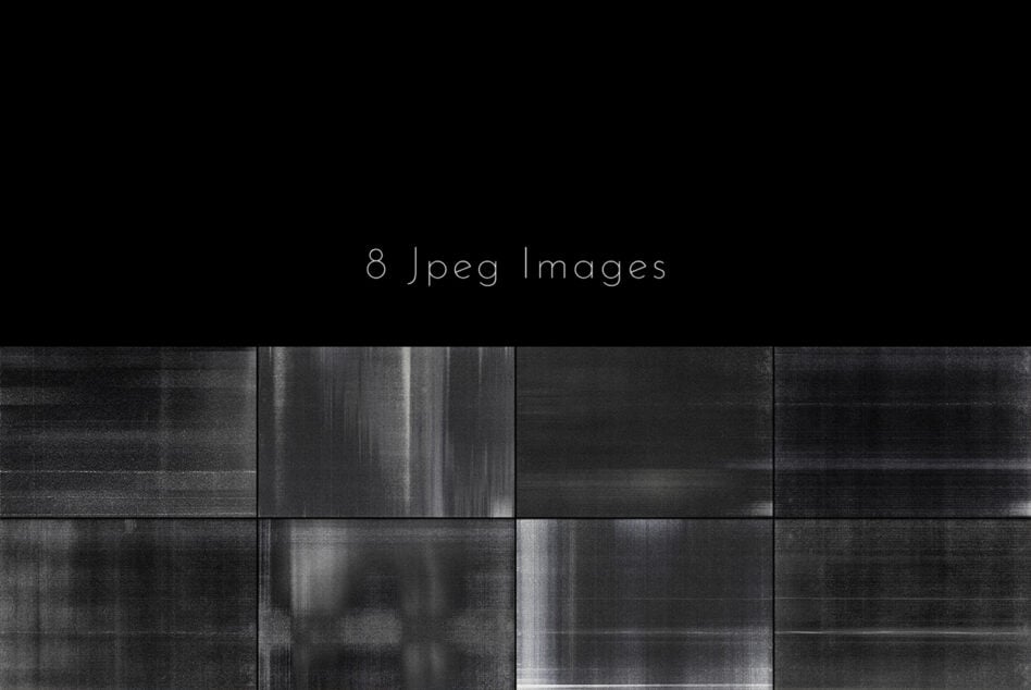 Gritty grayscale film scan textures with scan lines, 8 jpeg images for overlay work