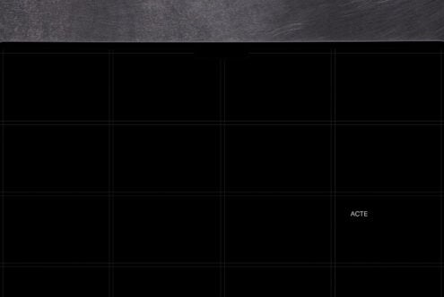 Dark grid layout mockup with textured top border, 16 empty frames ready for designs