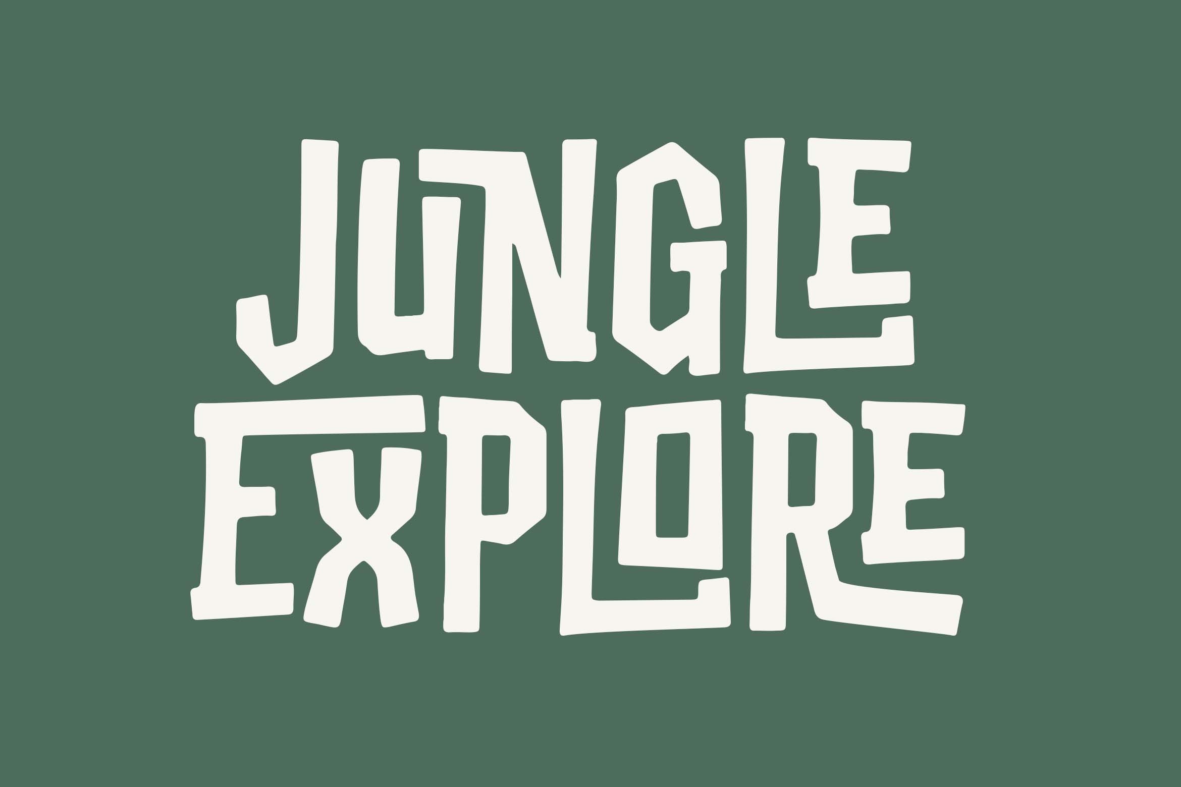 Chunky retro sans serif font in cream on muted sage green background