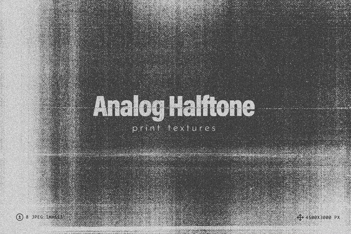 Gritty halftone texture pack with grayscale print dots transitioning from light to dark
