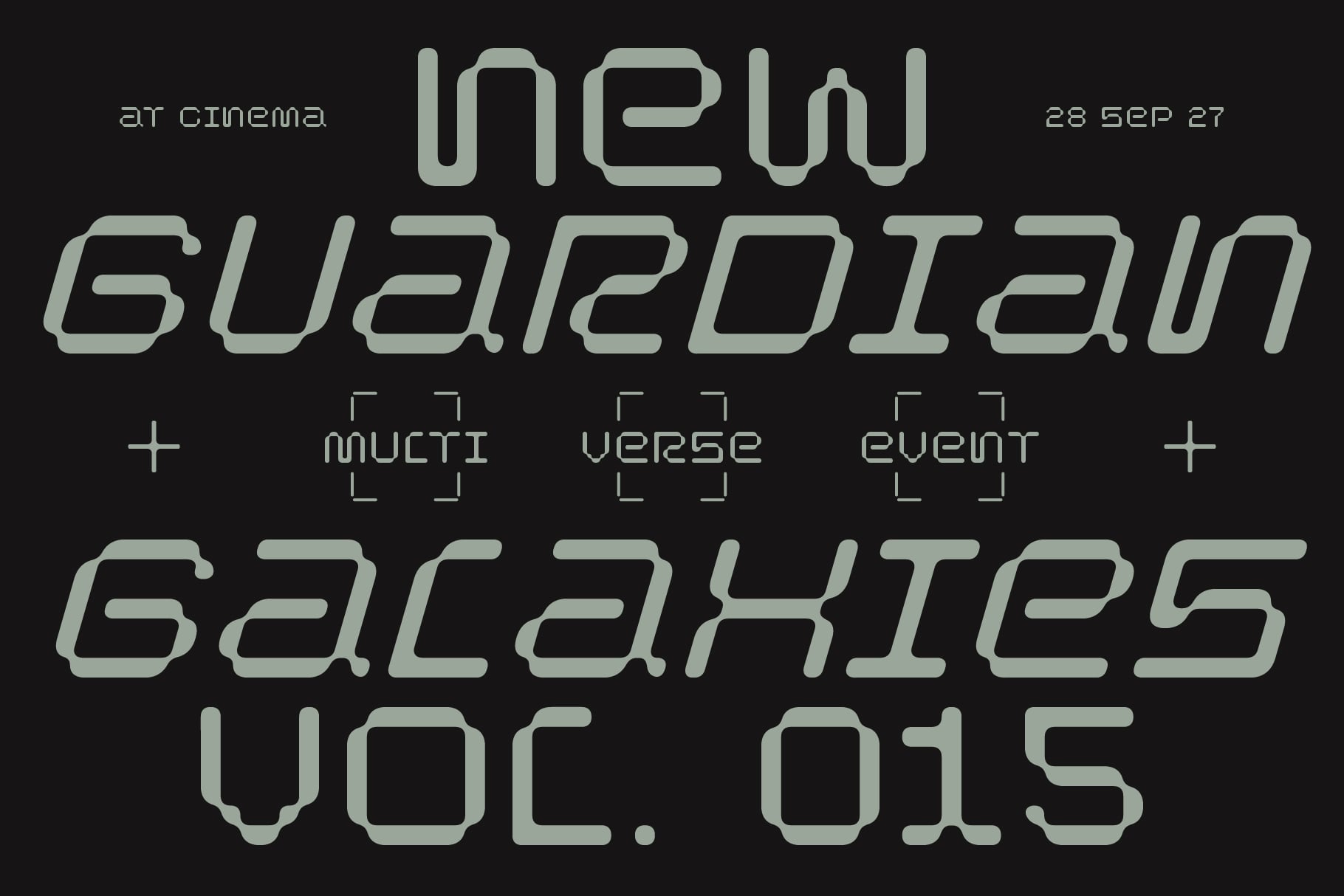 Retro sci-fi poster design with mint green typography on black background for cinema event