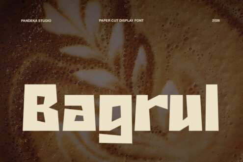 Paper cut display font with layered cutout effect on textured background