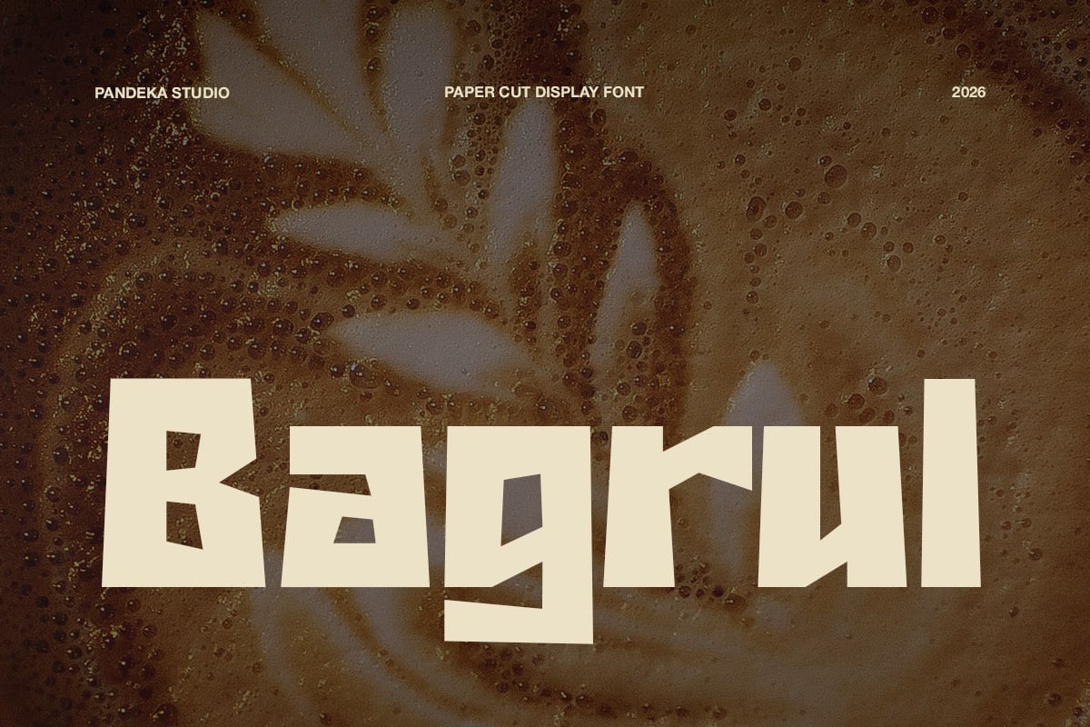 Paper cut display font with layered cutout effect on textured background
