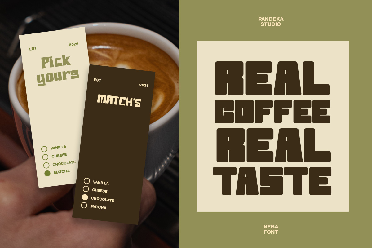 Coffee shop menu cards mockup with vanilla, cheese, chocolate, matcha options displayed