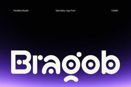Braoob typeface displayed in cream on dark purple gradient background
