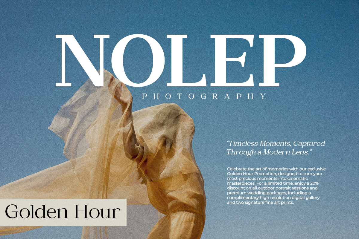 Luxury photography branding mockup with teal background, flowing fabric, serif typography