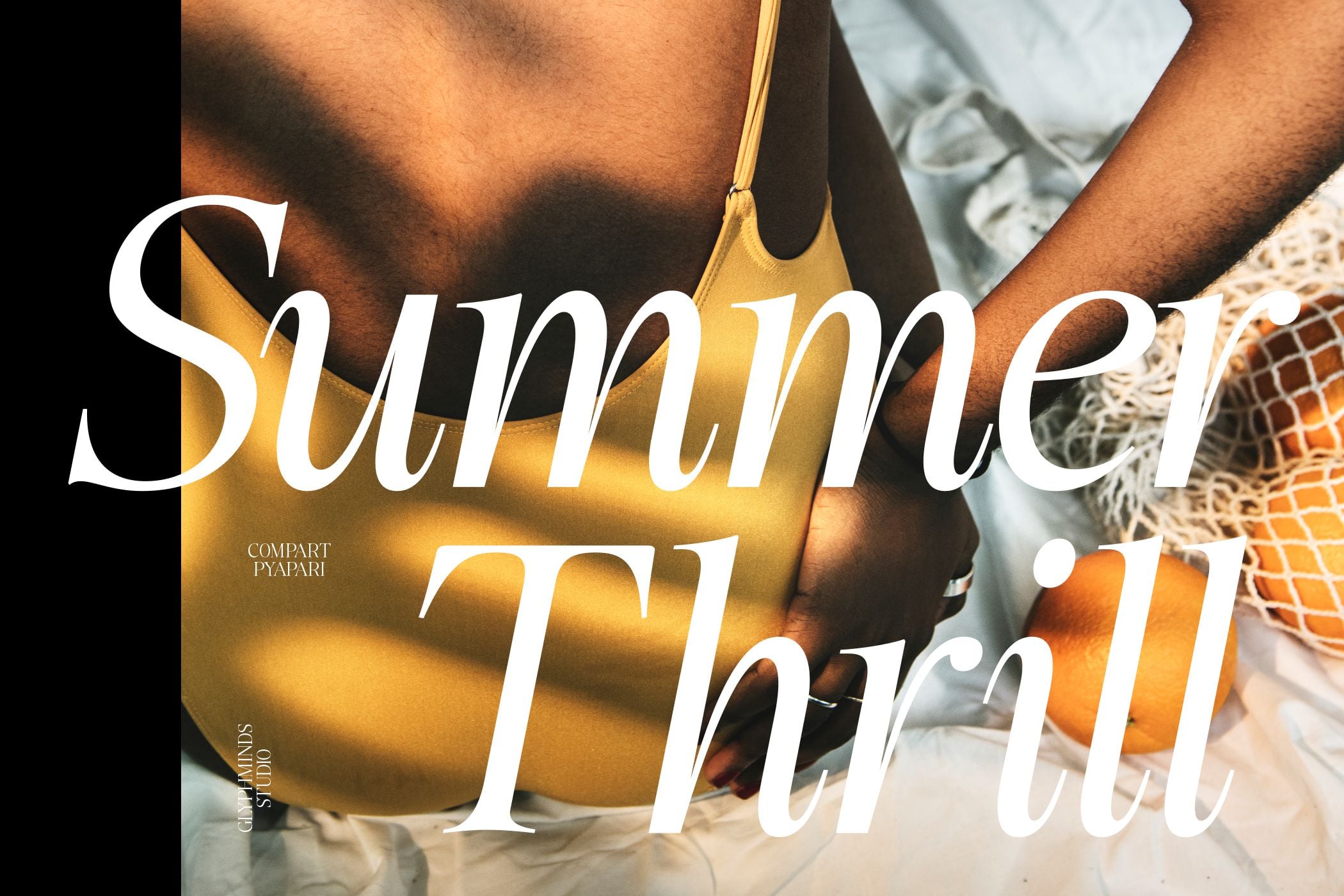 Gold tote bag mockup with warm sunlit styling, woven textures, natural shadows on skin tone