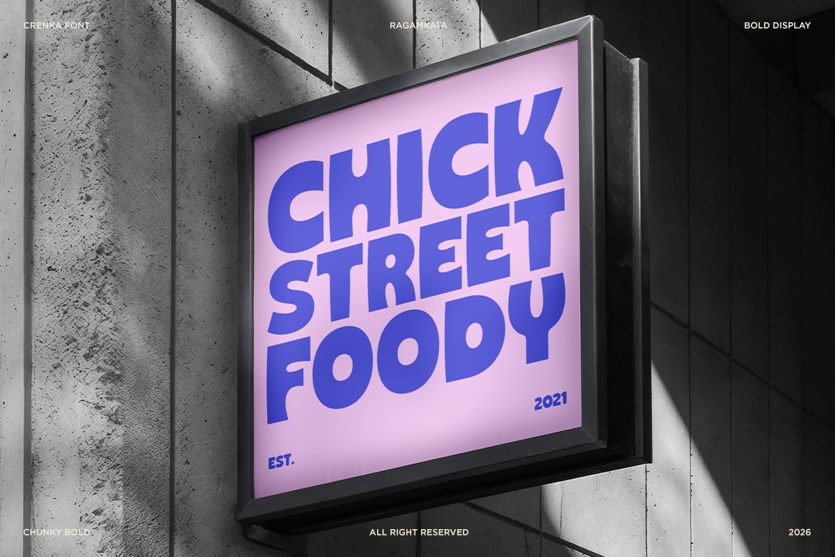 Bold blue typography on pink glowing sign mounted on concrete wall mockup