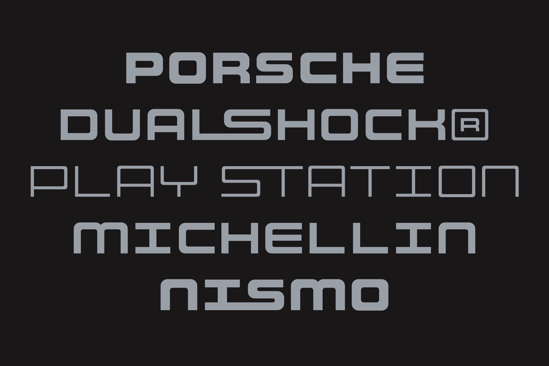 Porsche Dualshock Play Station Michelin Nismo text on dark background